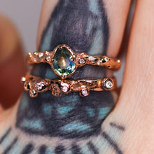 Load image into Gallery viewer, Dahlia ring: 14K rose gold, parti sapphire &amp; diamond ring (one of a kind)