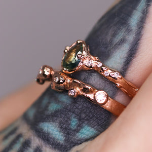Dahlia ring: 14K rose gold, parti sapphire & diamond ring (one of a kind)