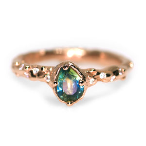 Dahlia ring: 14K rose gold, parti sapphire & diamond ring (one of a kind)