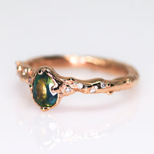 Load image into Gallery viewer, Dahlia ring: 14K rose gold, parti sapphire &amp; diamond ring (one of a kind)
