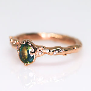 Dahlia ring: 14K rose gold, parti sapphire & diamond ring (one of a kind)