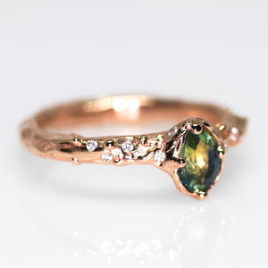 Dahlia ring: 14K rose gold, parti sapphire & diamond ring (one of a kind)