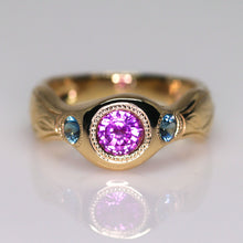 Load image into Gallery viewer, Tendril: 14K Madagascar sapphire signet ring (one of a kind)