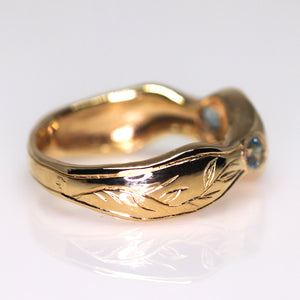 Tendril: 14K Madagascar sapphire signet ring (one of a kind)