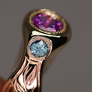 Tendril: 14K Madagascar sapphire signet ring (one of a kind)