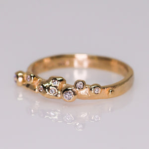 Dewdrop diamond ring (14K yellow, rose, palladium white gold)