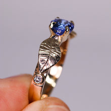Load image into Gallery viewer, Meadow: 14K yellow gold and vibrant violet-blue sapphire ring