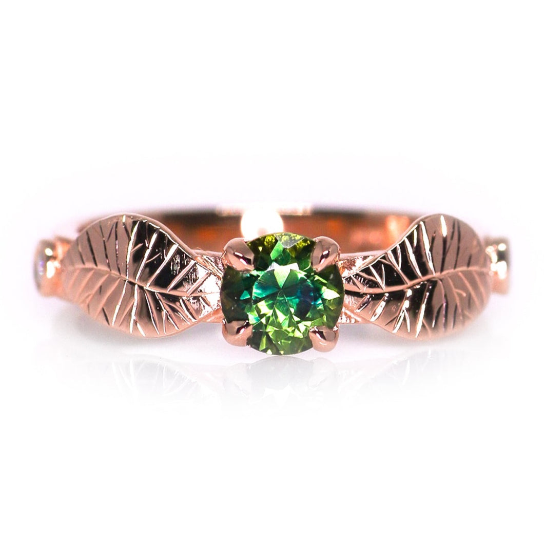 Meadow: 14K rose gold and green Australian sapphire ring