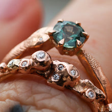 Load image into Gallery viewer, Aila ring: 14K rose gold and teal Montana sapphire (one of a kind)