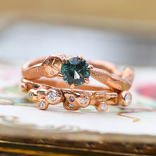 Load image into Gallery viewer, Aila ring: 14K rose gold and teal Montana sapphire (one of a kind)