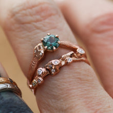 Load image into Gallery viewer, Aila ring: 14K rose gold and teal Montana sapphire (one of a kind)