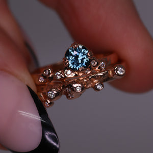 Dewdrop diamond ring (14K yellow, rose, palladium white gold)