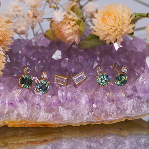 Cora: 14K 0.94ct parti sapphire & diamond earrings