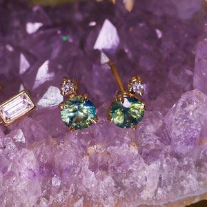 Cora: 14K 0.78ct parti sapphire & diamond earrings