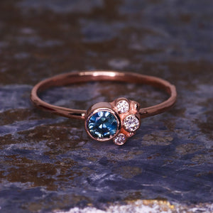 Flora ring with parti Australian sapphire in 14K rose gold (one of a kind)