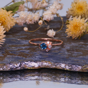 Flora ring with parti Australian sapphire in 14K rose gold (one of a kind)