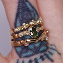 Load image into Gallery viewer, Dahlia ring: 14K yellow gold, parti sapphire &amp; diamond ring (one of a kind)