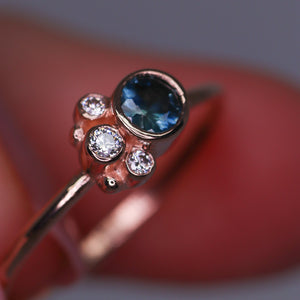 Flora ring with parti Australian sapphire in 14K rose gold (one of a kind)