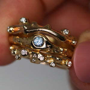 Halo: 14K ring (with 6 diamond/sapphire options)