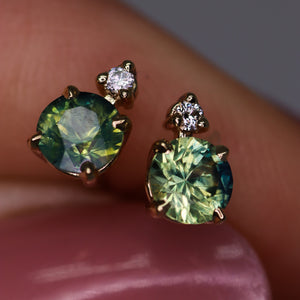 Cora: 14K 0.78ct parti sapphire & diamond earrings