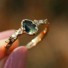 Load image into Gallery viewer, Dahlia ring: 14K yellow gold, parti sapphire &amp; diamond ring (one of a kind)