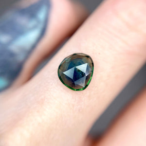 Create your own ring: 2.09ct blue/green silky Montana sapphire rosecut