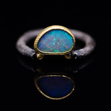 Load image into Gallery viewer, “Adin”: 22K gold &amp; silver natural Australian opal ring; one of a kind (size 8)