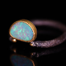 Load image into Gallery viewer, “Adin”: 22K gold &amp; silver natural Australian opal ring; one of a kind (size 8)