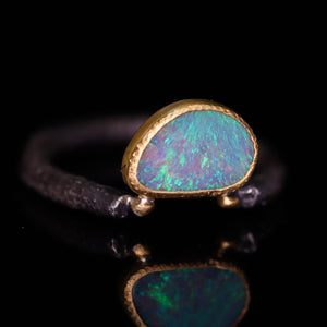 “Adin”: 22K gold & silver natural Australian opal ring; one of a kind (size 8)