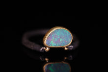 Load image into Gallery viewer, “Adin”: 22K gold &amp; silver natural Australian opal ring; one of a kind (size 8)