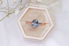 Load image into Gallery viewer, One of a kind and ready to ship: 14K rose gold &amp; pastel blue unheated Umba sapphire (stylized photo in white gift box (box not included))