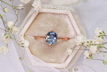 Load image into Gallery viewer, One of a kind and ready to ship: 14K rose gold &amp; pastel blue unheated Umba sapphire (stylized photo in white gift box (box not included))