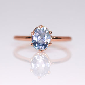 One of a kind and ready to ship: 14K rose gold & pastel blue unheated Umba sapphire