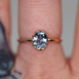 One of a kind and ready to ship: 14K rose gold & pastel blue unheated Umba sapphire