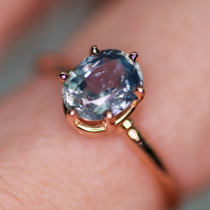 One of a kind and ready to ship: 14K rose gold & pastel blue unheated Umba sapphire
