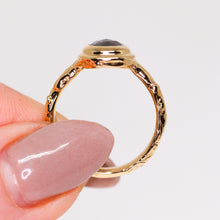Load image into Gallery viewer, Sequoia ring: 14K solitaire (with dark salt &amp; pepper diamond)