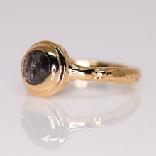 Load image into Gallery viewer, Sequoia ring: 14K solitaire (with dark salt &amp; pepper diamond)