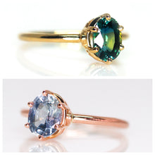 Load image into Gallery viewer, Sonnet ring: 14K gold solitaire (with 14 diamond/gemstone options)