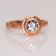 Load image into Gallery viewer, &quot;Sequoia&quot;: 14K rose gold solitaire ring (one of a kind grey moissanite)