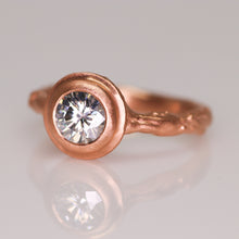 Load image into Gallery viewer, &quot;Sequoia&quot;: 14K rose gold solitaire ring (one of a kind grey moissanite)