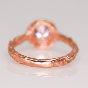 "Sequoia": 14K rose gold solitaire ring (one of a kind grey moissanite)