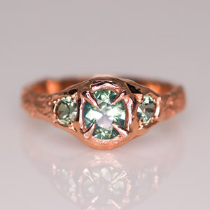 "Atara": 14K rose gold parti sapphire crown ring (one of a kind)