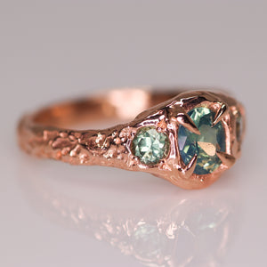 "Atara": 14K rose gold parti sapphire crown ring (one of a kind)