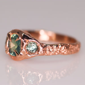 "Atara": 14K rose gold parti sapphire crown ring (one of a kind)
