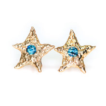 Load image into Gallery viewer, Dream star: 14K yellow gold &amp; parti sapphire earrings