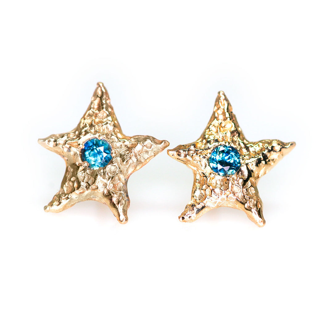 Dream star: 14K yellow gold & parti sapphire earrings