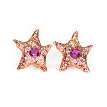 Load image into Gallery viewer, &quot;Dream star&quot;: 14K rose gold &amp; vintage ruby earrings