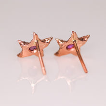 Load image into Gallery viewer, &quot;Dream star&quot;: 14K rose gold &amp; vintage ruby earrings