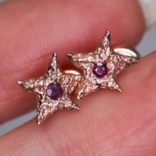 Load image into Gallery viewer, &quot;Dream star&quot;: 14K rose gold &amp; vintage ruby earrings
