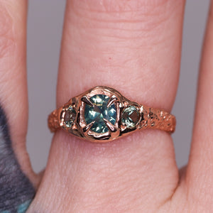 "Atara": 14K rose gold parti sapphire crown ring (one of a kind)